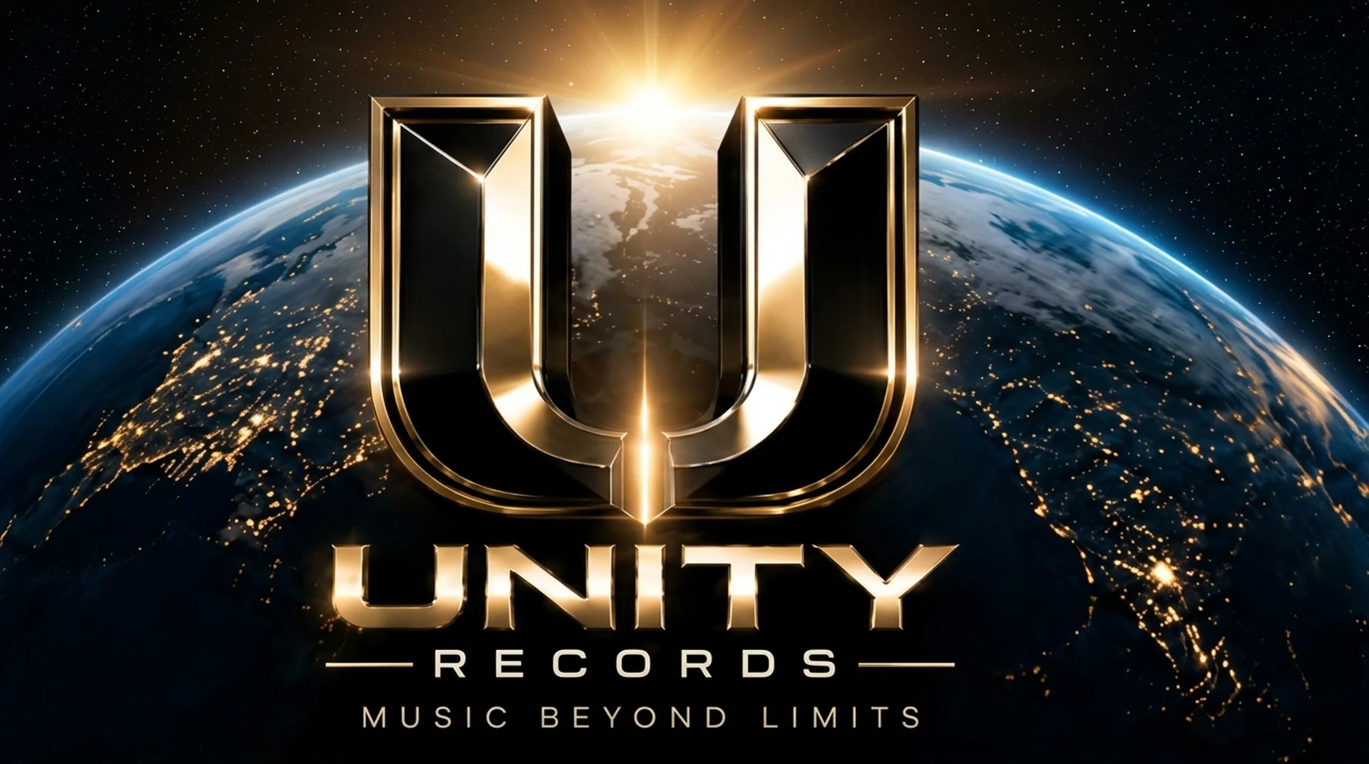 The gold Unity Records U mark above the earth